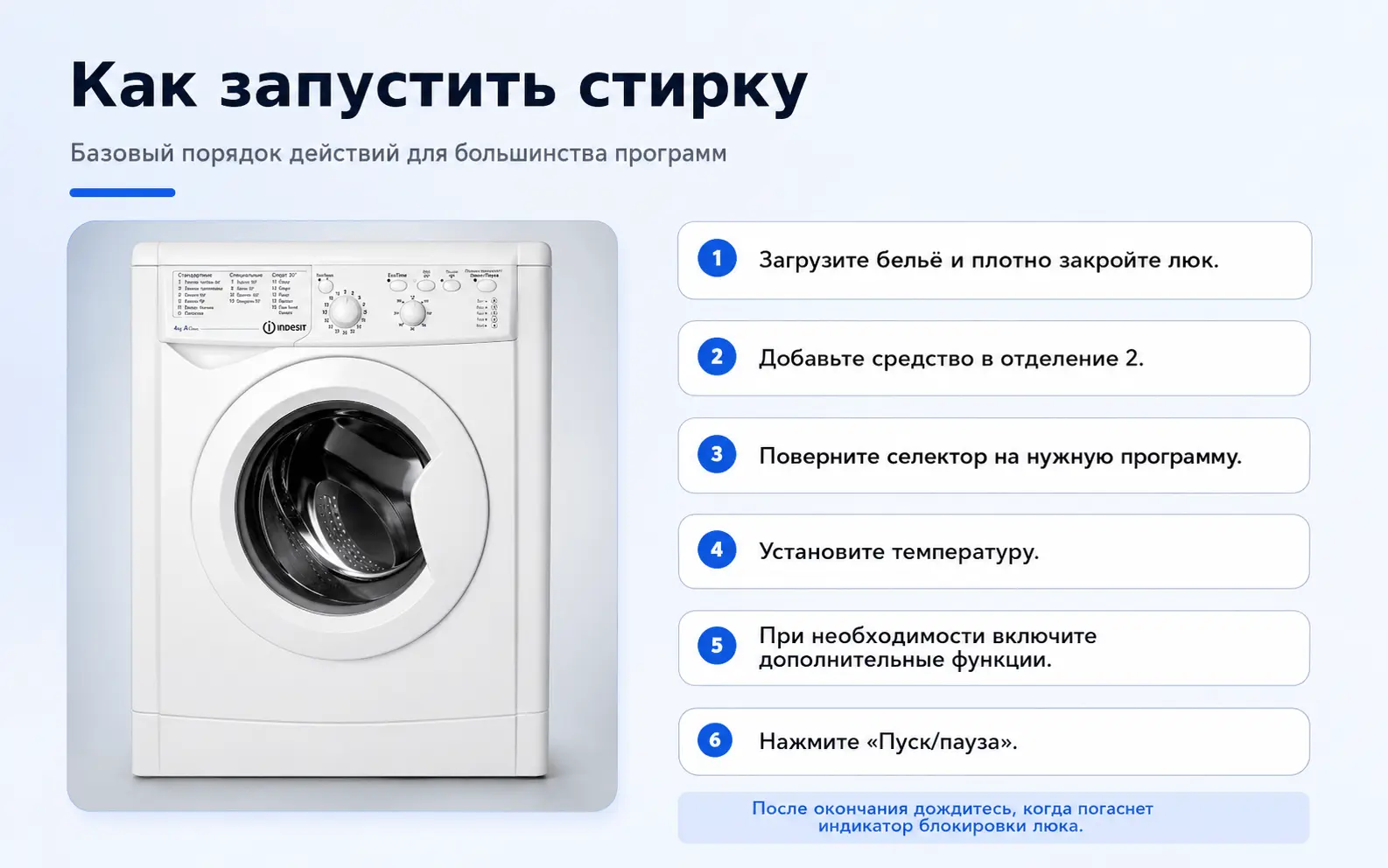 Как пользоваться Indesit IWUB 4085