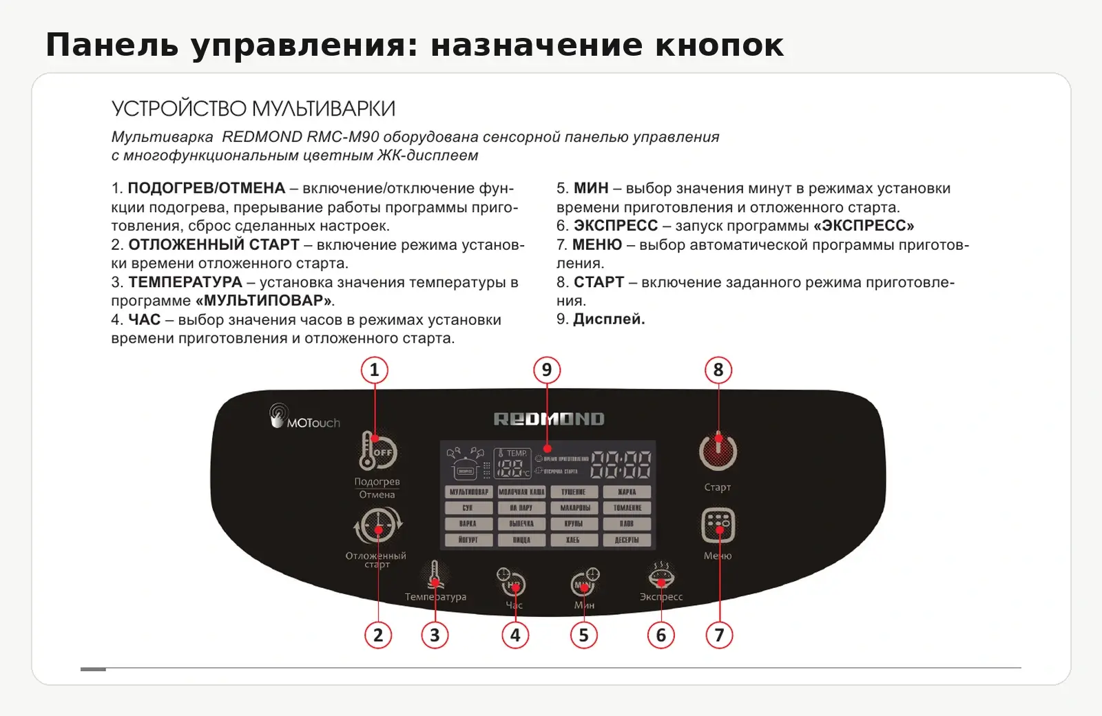 Панель управления REDMOND RMC-M90