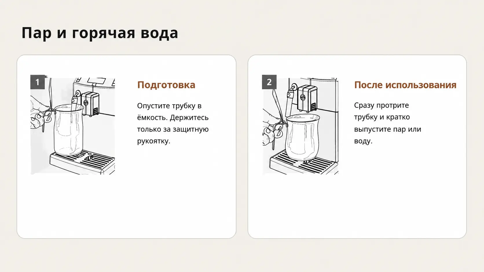 Использование трубки пара Saeco Lirika